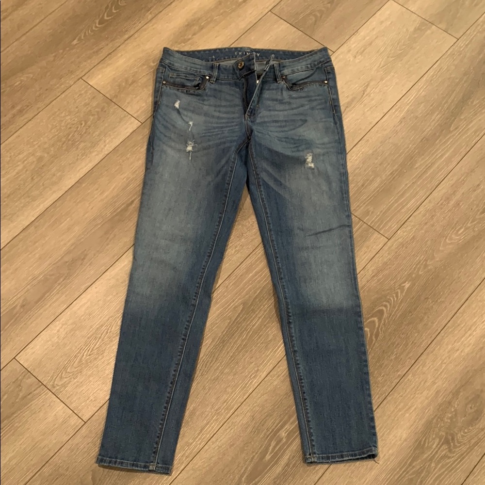 White House Black Market Blue Skinny Jeans with Vintage Fade